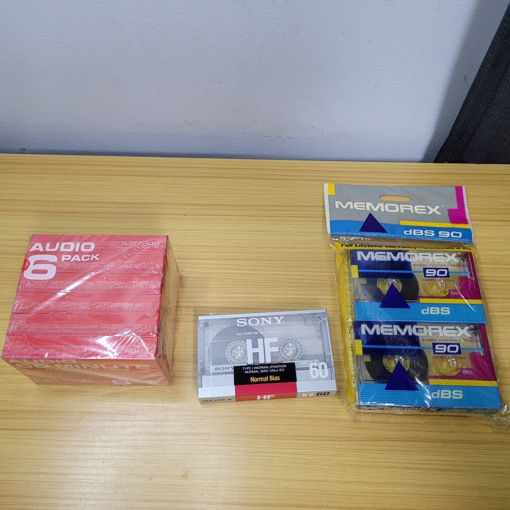 New Blank Audiobook Cassette Tape Bundle Lot Sony HS Normal Bias Memorex dBS 90